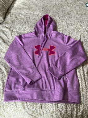 Under Armour Heathered Purple Hoodie with Pink Logo